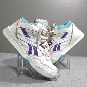 Vintage Reebok Shoes Womens Hightop 7 White Purple Turquoise Style 10774 80s 90s